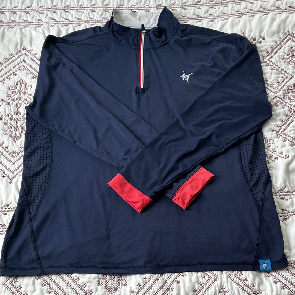 Men's Navy and Red Quarter-Zip Jacket